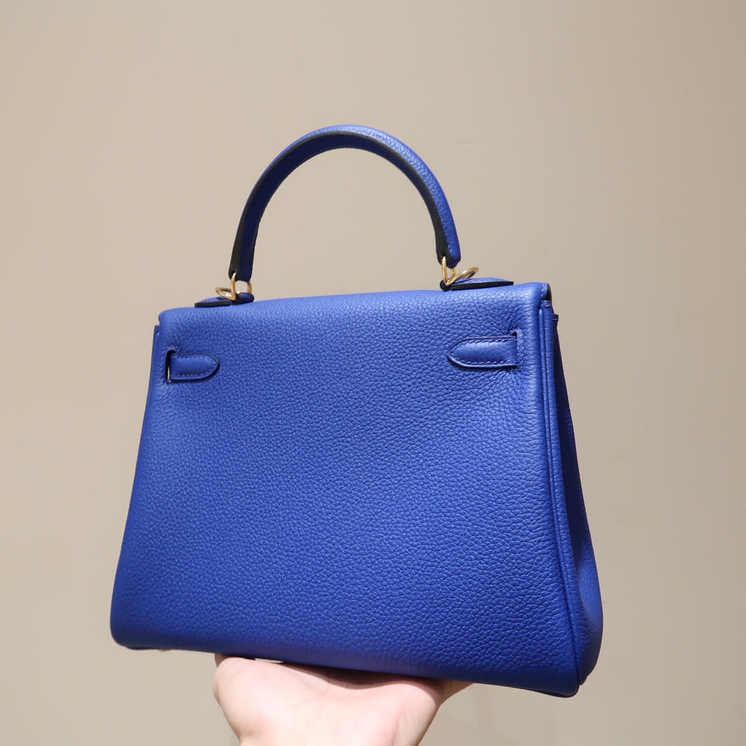 Hermes Kelly 25cm Handbag Shoulder Bag in Blue Togo Leather